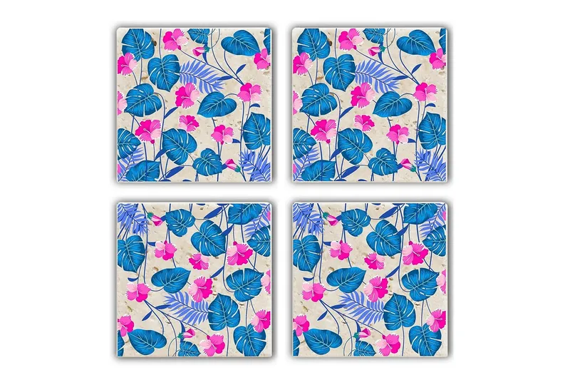 Glasunderlägg 4-pack, Flerfärgad