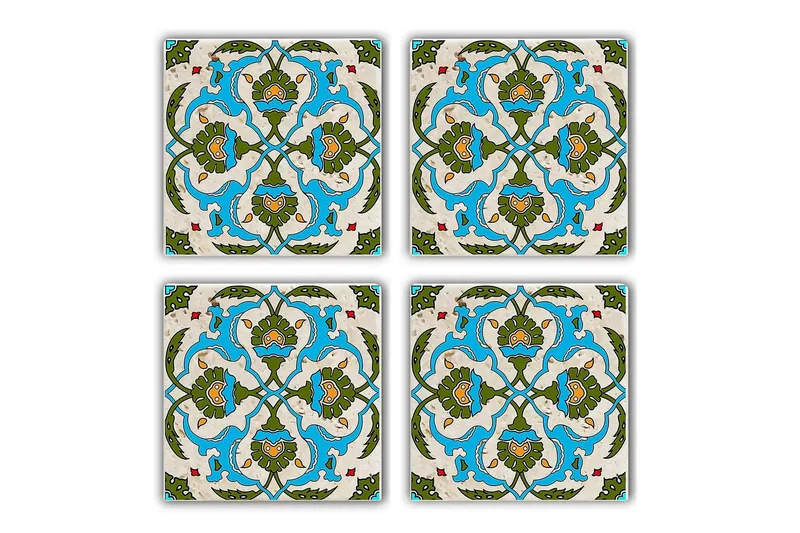 Glasunderlägg 4-pack - Turkos/Grön - Inredning & dekor - Dekor & inredningsdetaljer - Bordsdekoration - Glasunderlägg