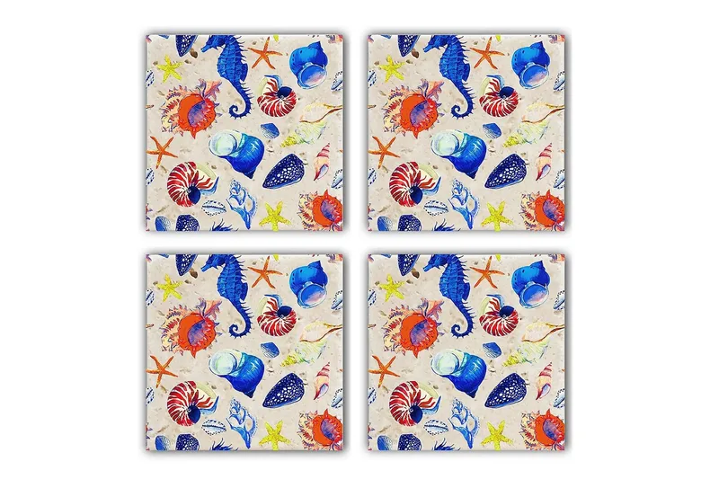 Glasunderlägg 4-pack - Flerfärgad - Inredning & dekor - Dekor & inredningsdetaljer - Bordsdekoration - Glasunderlägg