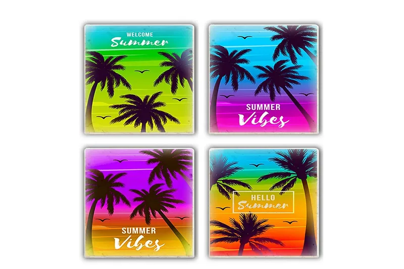 Glasunderlägg 4-pack - Flerfärgad - Inredning & dekor - Dekor & inredningsdetaljer - Bordsdekoration - Glasunderlägg