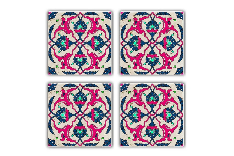 Glasunderlägg 4-pack, Rosa/Mörkblå