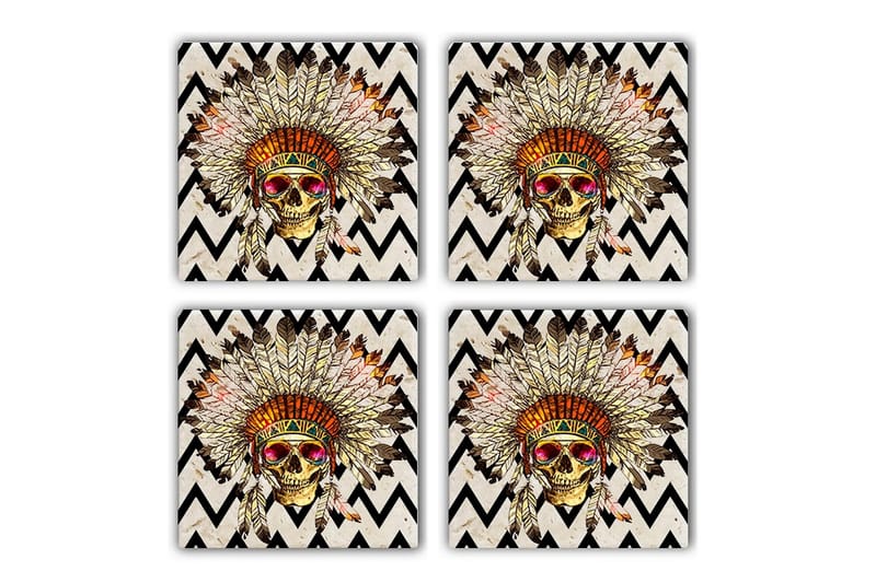 Glasunderlägg 4-pack - Flerfärgad - Inredning & dekor - Dekor & inredningsdetaljer - Bordsdekoration - Glasunderlägg