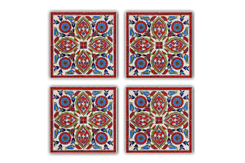 Glasunderlägg 4-pack - Blå/Röd/Grön - Inredning & dekor - Dekor & inredningsdetaljer - Bordsdekoration - Glasunderlägg