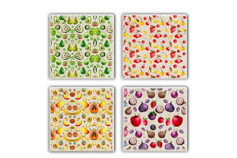 Glasunderlägg 4-pack - Flerfärgad - Inredning & dekor - Dekor & inredningsdetaljer - Bordsdekoration - Glasunderlägg