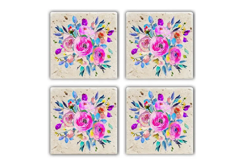 Glasunderlägg 4-pack, Flerfärgad