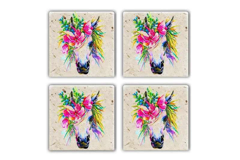 Glasunderlägg 4-pack, Flerfärgad