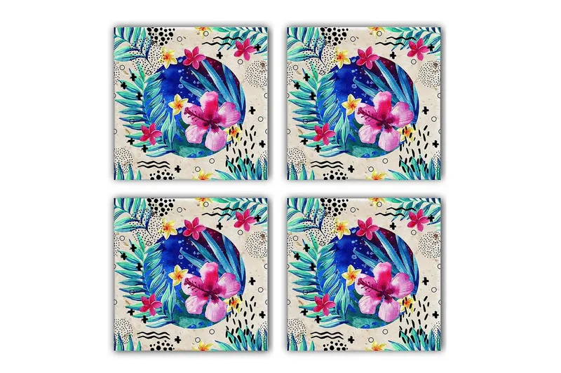 Glasunderlägg 4-pack - Flerfärgad - Inredning & dekor - Dekor & inredningsdetaljer - Bordsdekoration - Glasunderlägg