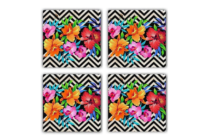 Glasunderlägg 4-pack, Flerfärgad