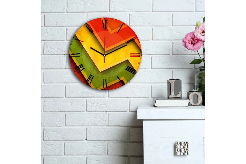 Dekorativ MDF-klocka - Flerfärgad - Inredning & dekor - Dekor & inredningsdetaljer