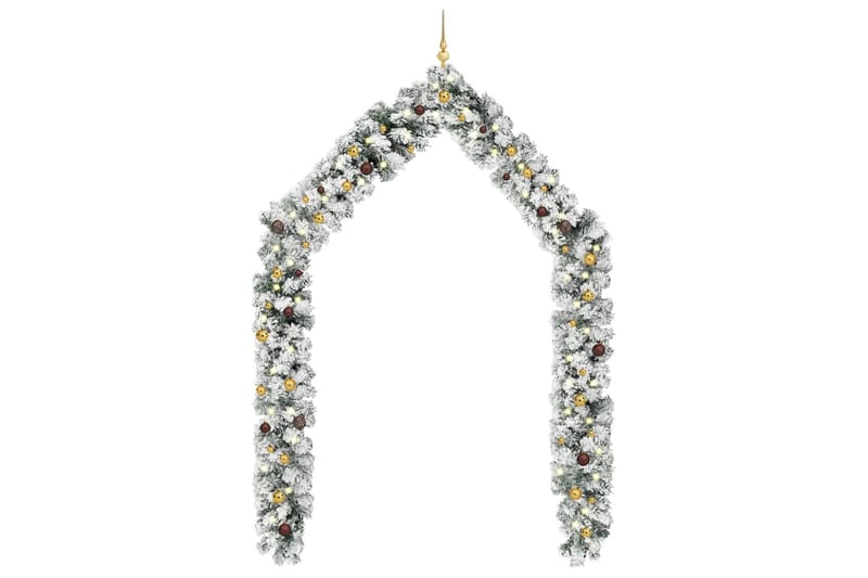 Julgirlang med LED och julkulor grön 5 m PVC - Grön - Girlanger - Dekor & inredningsdetaljer