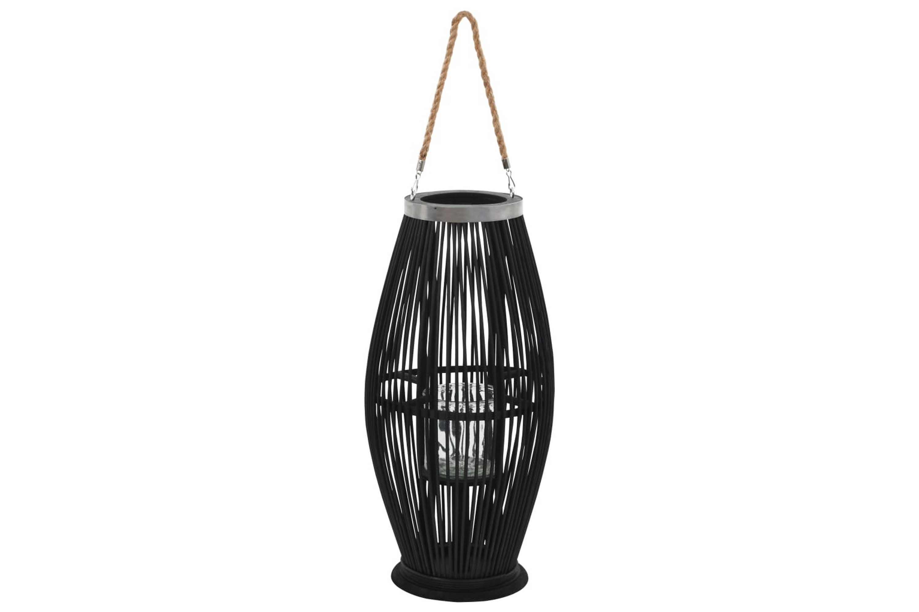 Hängande ljuslykta bambu 60 cm svart – Svart