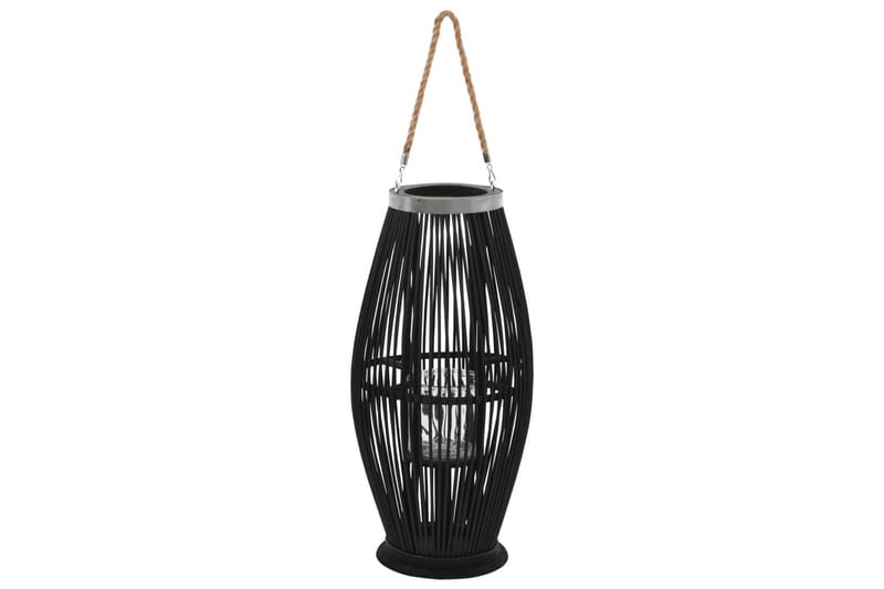 Hängande ljuslykta bambu 60 cm svart - Svart - Dekor & inredningsdetaljer