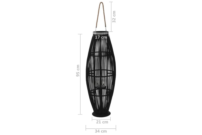 Hängande ljuslykta bambu 95 cm svart - Svart - Inredning & dekor - Dekor & inredningsdetaljer