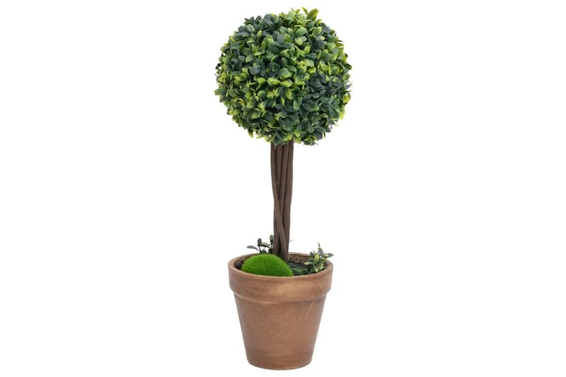 Konstväxt buxbom 2 st bollformad med kruka 33 cm grön - Grön - Konstgjorda växter