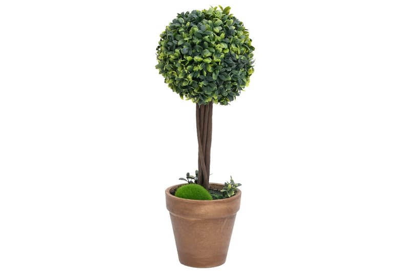 Konstväxt buxbom 2 st bollformad med kruka 41 cm grön - Grön - Konstgjorda växter