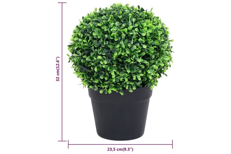 Konstväxt buxbom 2 st bollformad med kruka 32 cm grön - Grön - Konstgjorda växter