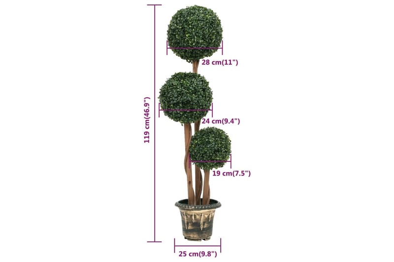 Konstväxt buxbom bollformad med kruka 119 cm grön - Grön - Inredning & dekor - Dekor & inredningsdetaljer - Konstgjorda växter