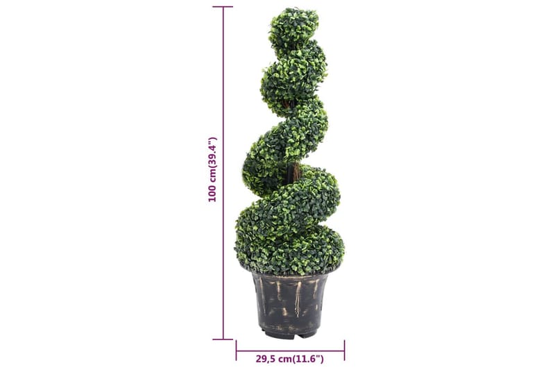 Konstväxt buxbomar spiral med kruka 100 cm grön - Grön - Konstgjorda växter