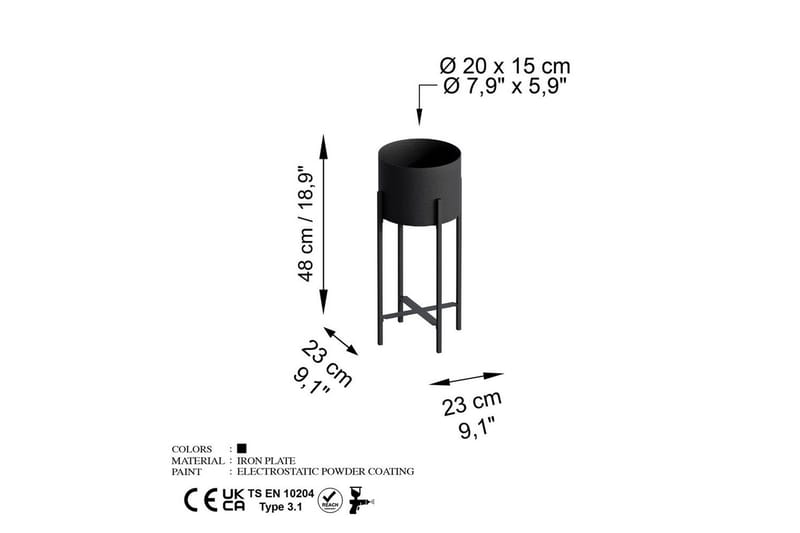 Dekorativ Kruka Mirven Svart 23 x 23 x 48 cm - 23 x 23 x 48 cm - Inredning & dekor - Dekor & inredningsdetaljer - Kruka & ytterkruka - Väggkruka
