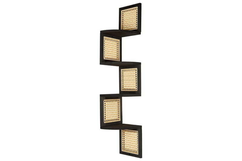 Alder Vägghängd Bokhylla 19 cm i Trä med Ljust Trä-utseende, Svart|Beige