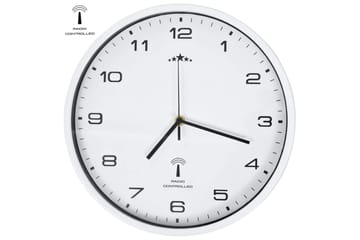 Radiostyrd väggklocka med Quartz-urverk 31 cm vit