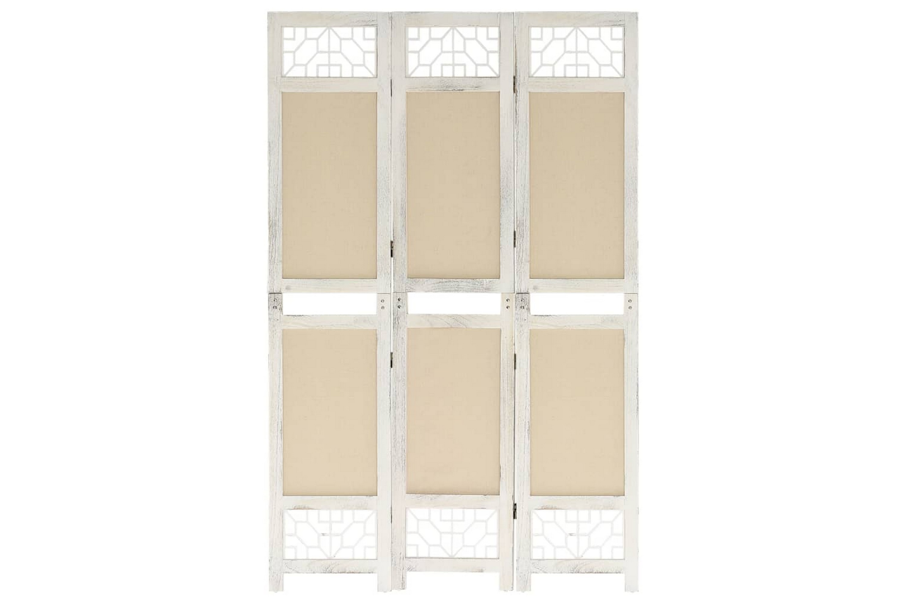 Rumsavdelare 3 paneler gräddvit 105×165 cm tyg – Kräm