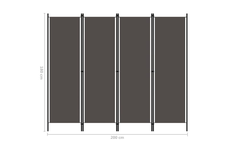 Rumsavdelare 4 paneler antracit 200x180 cm - Grå - Rumsavdelare
