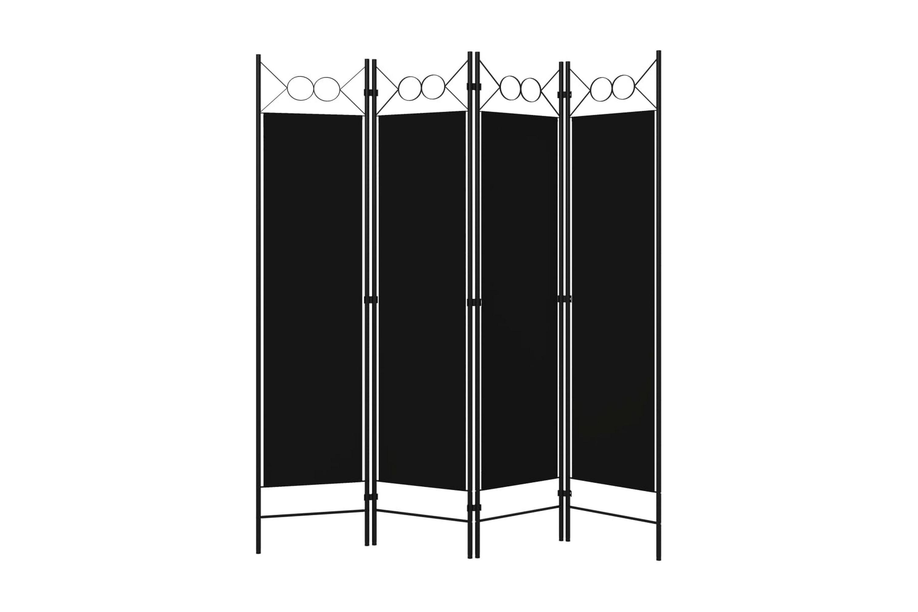 Rumsavdelare 4 paneler svart 160×180 cm – Svart