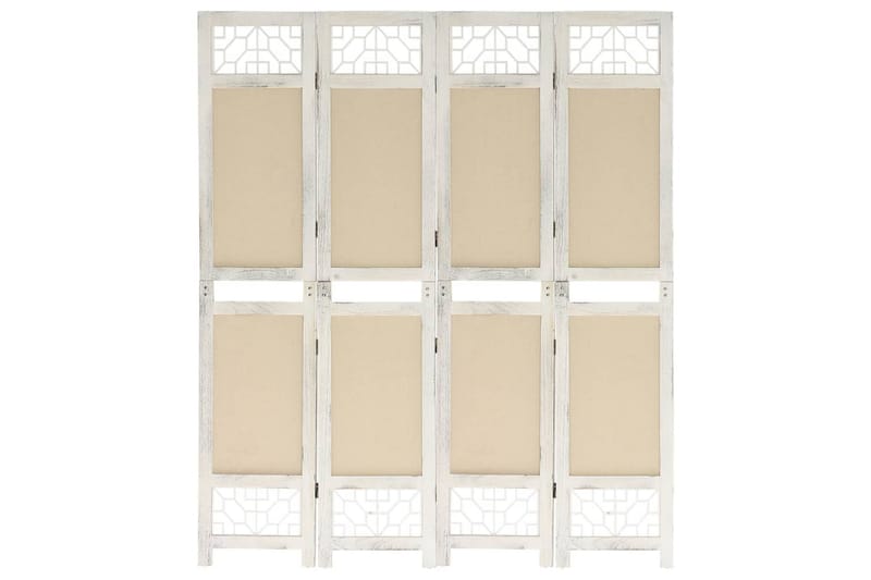 4-Panel Room Divider Cream 140x165 cm Fabric - Kräm - Rumsavdelare