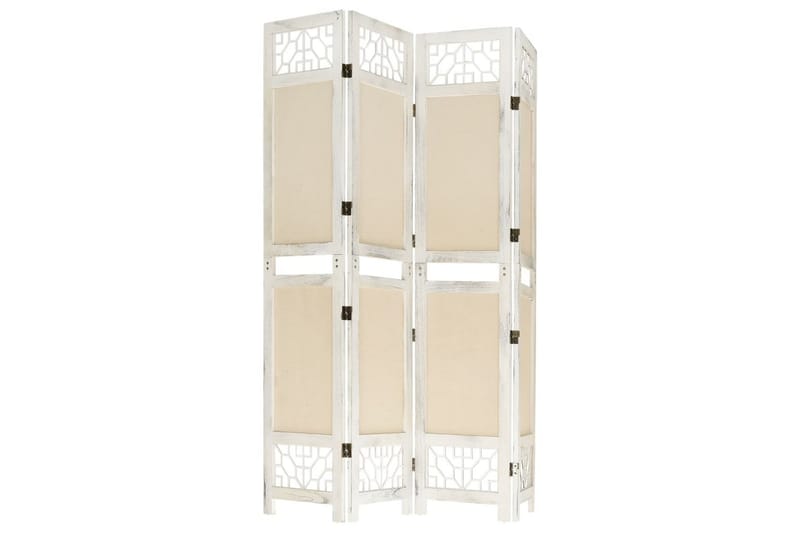 4-Panel Room Divider Cream 140x165 cm Fabric - Kräm - Inredning & dekor - Dekor & inredningsdetaljer - Rumsavdelare