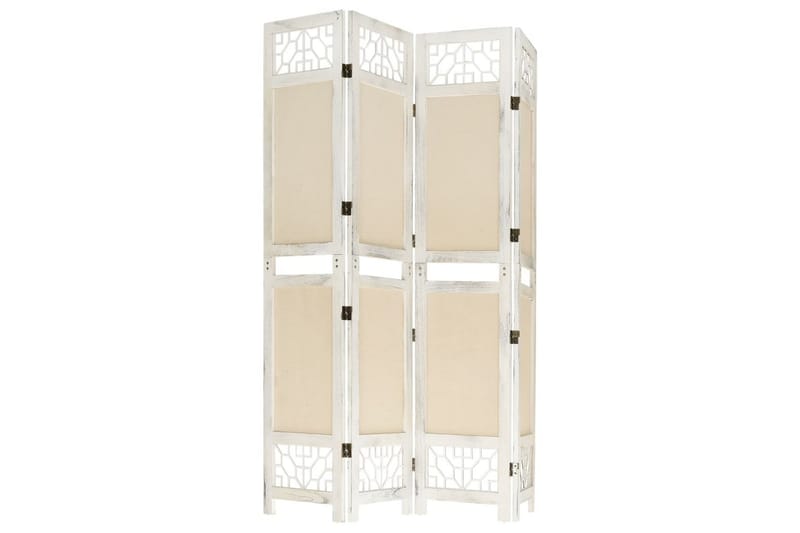 4-Panel Room Divider Cream 140x165 cm Fabric - Kräm - Rumsavdelare