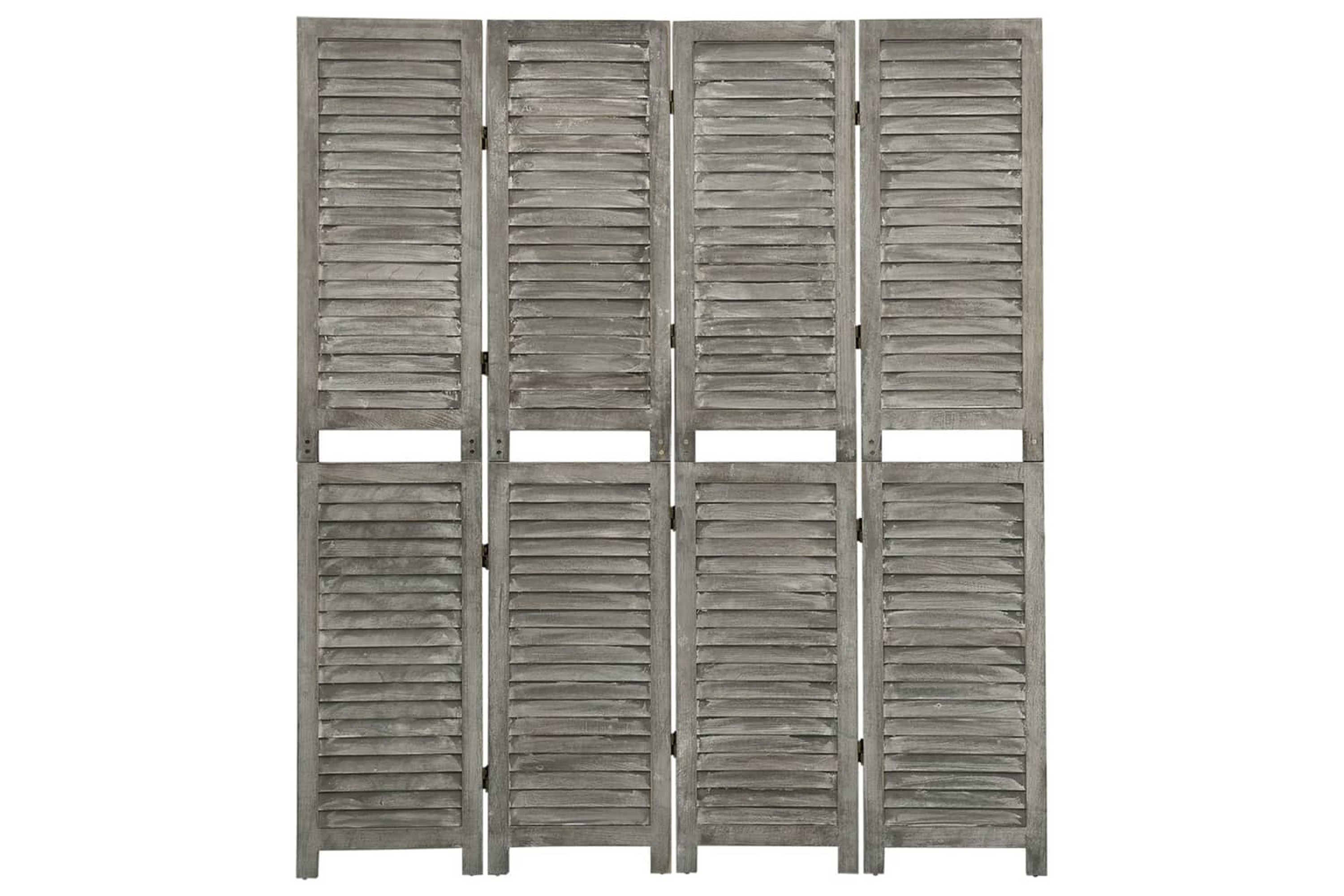 Rumsavdelare 4 paneler grå 143×166 cm massivt trä – Grå