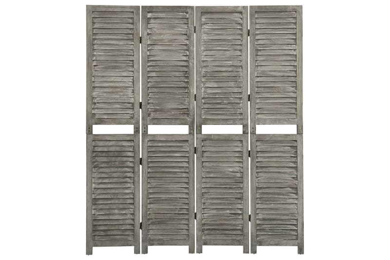 Rumsavdelare 4 paneler grå 143x166 cm massivt trä - Rumsavdelare