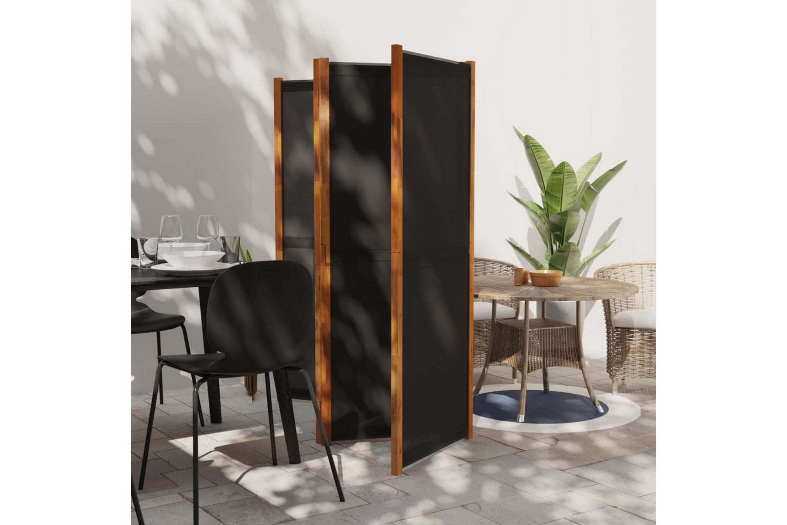 Rumsavdelare 4 paneler svart 280×180 cm – Svart