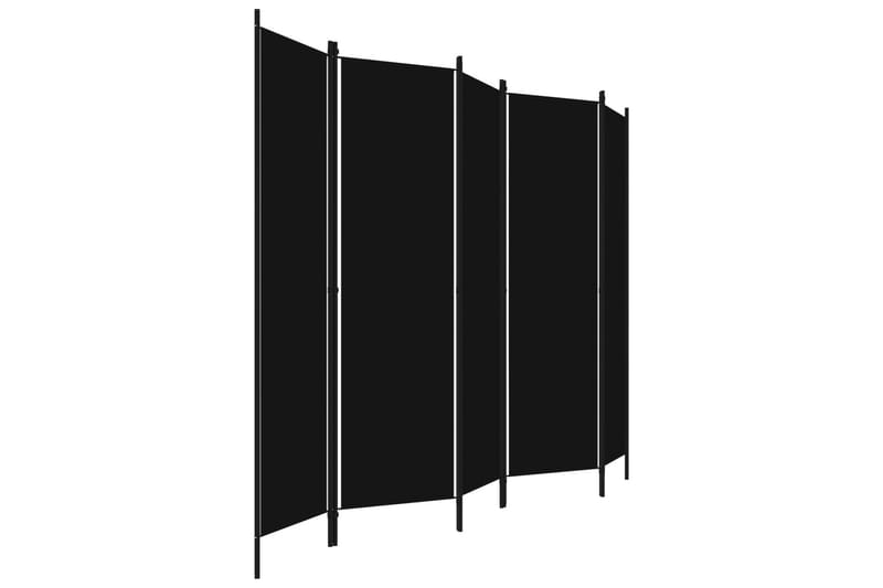 Rumsavdelare 5 paneler svart 250x180 cm - Svart - Rumsavdelare