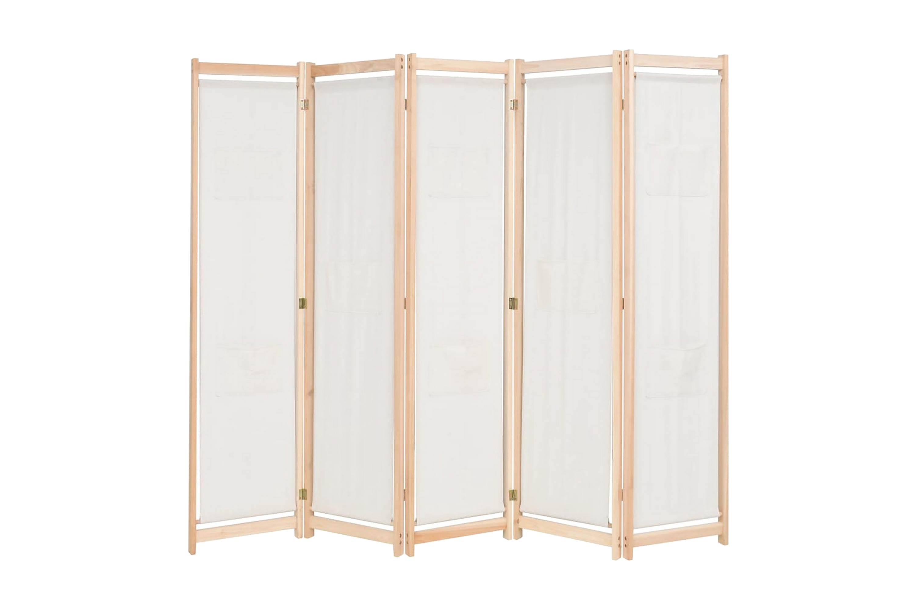 Rumsavdelare 5 paneler gräddvit 200x170x4 cm tyg – Kräm
