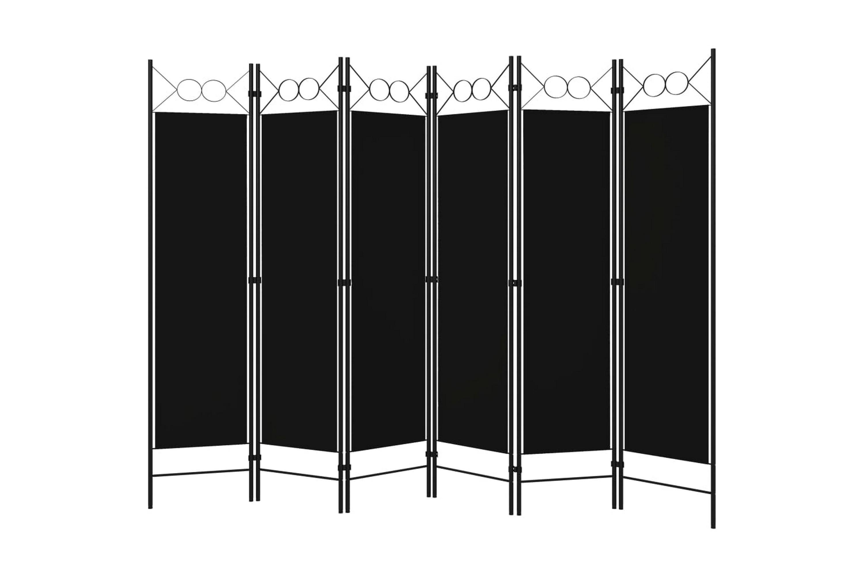 Rumsavdelare 6 paneler svart 240×180 cm – Svart