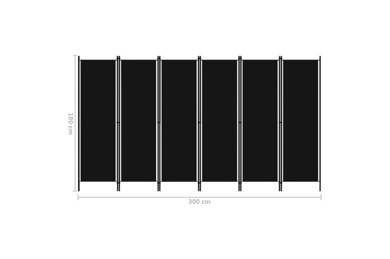 Rumsavdelare 6 paneler svart 300x180 cm - Svart - Rumsavdelare