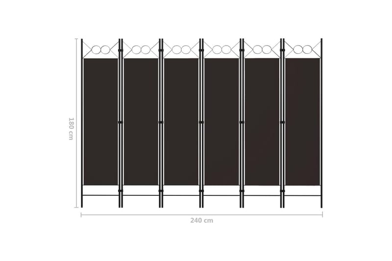 Rumsavdelare 6 paneler brun 240x180 cm - Brun - Rumsavdelare
