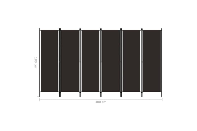 Rumsavdelare 6 paneler brun 300x180 cm - Brun - Rumsavdelare