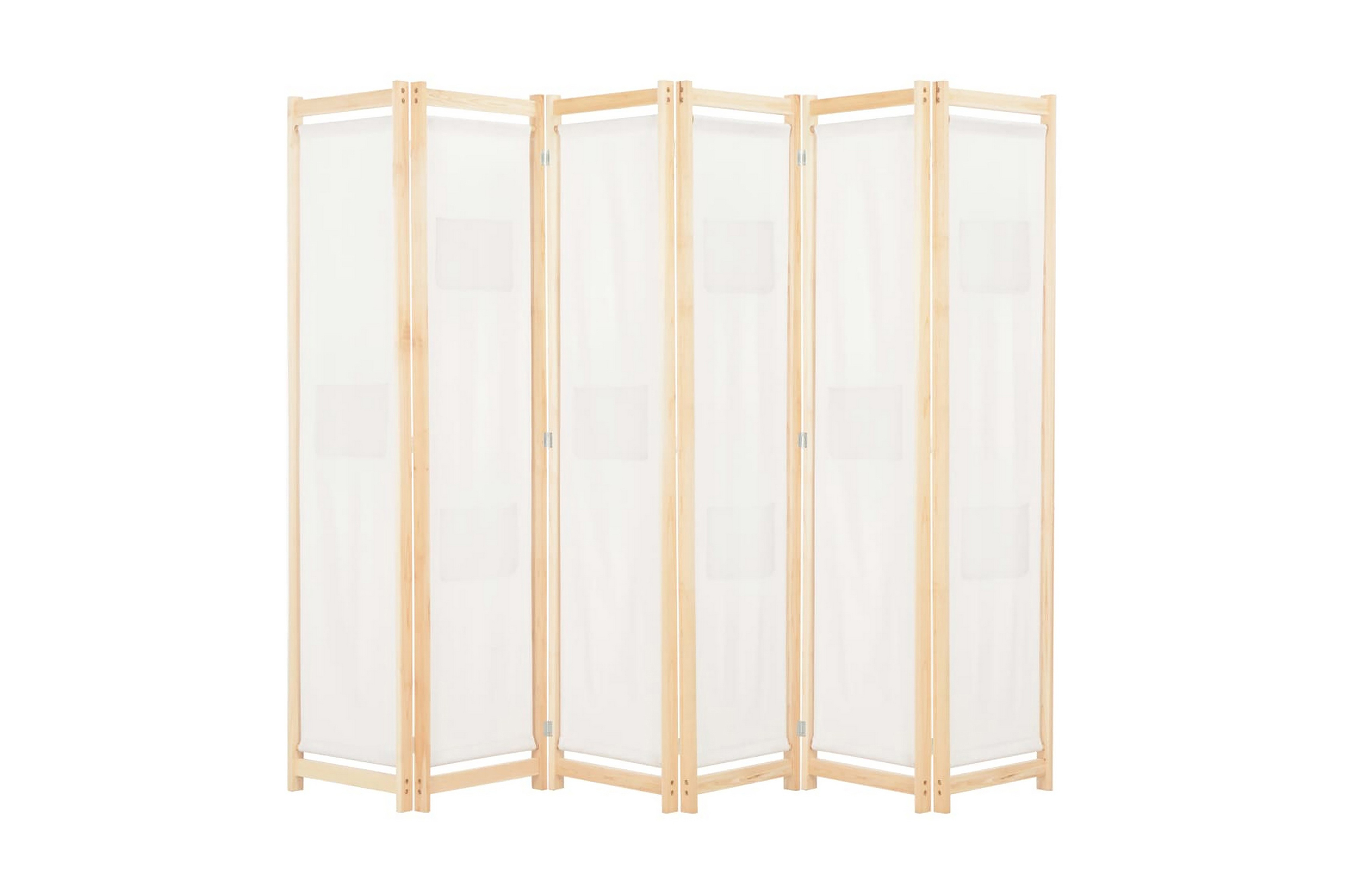 Rumsavdelare 6 paneler 240x170x4 cm gräddvit tyg – Vit
