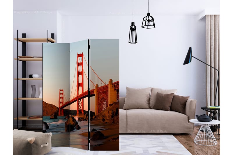 Rumsavdelare - Golden Gate Bridge - sunset 135x172 - Artgeist sp. z o. o. - Inredning & dekor - Dekor & inredningsdetaljer - Rumsavdelare