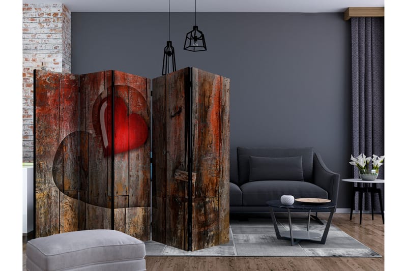 HEART ON WOODEN BACKGROUND Rumsavdelare 225x172 cm - Artgeist sp. z o. o. - Inredning & dekor - Dekor & inredningsdetaljer - Rumsavdelare