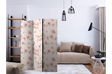 Kadira Fällbar Rumsavdelare 135x172 cm med Magnoliablommor i Tyg - Beige|Rosa - Inredning & dekor - Dekor & inredningsdetaljer - Rumsavdelare
