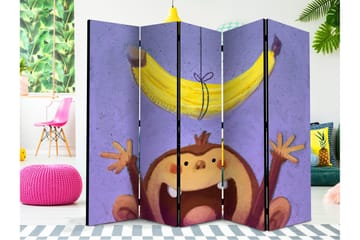 Kadira Fällbar Rumsavdelare 172x225 cm med Apa och Banan i Tyg - Brun|Lila|Gul - Inredning & dekor - Dekor & inredningsdetaljer - Rumsavdelare