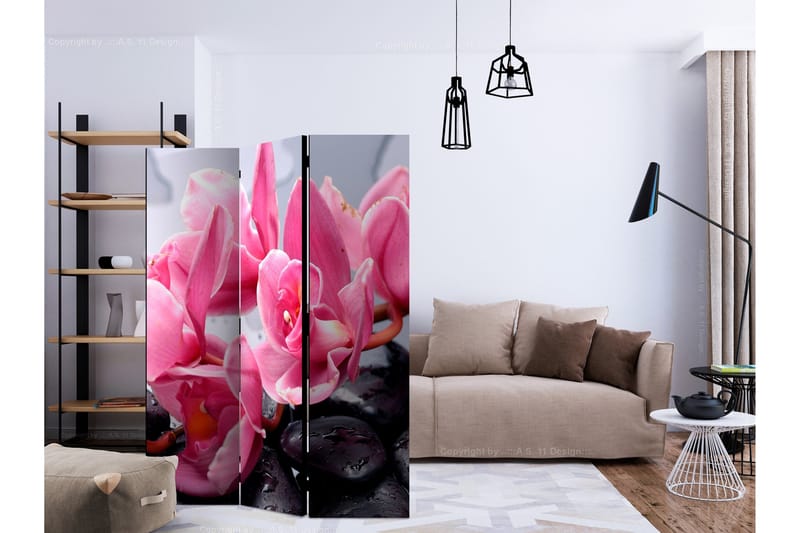 Rumsavdelare - Orchid flowers with zen stones 135x172 - Artgeist sp. z o. o. - Inredning & dekor - Dekor & inredningsdetaljer - Rumsavdelare