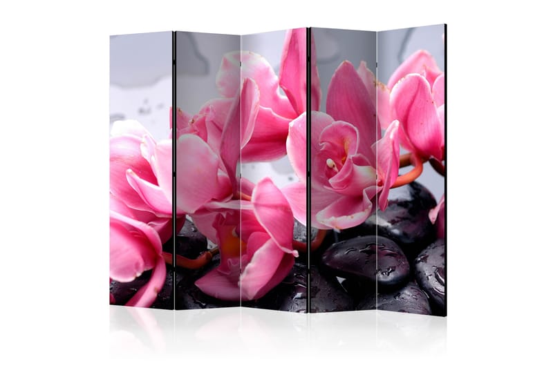 ORCHID FLOWERS WITH ZEN STONES Rumsavdelare 225x172 cm, Artgeist sp. z o. o.