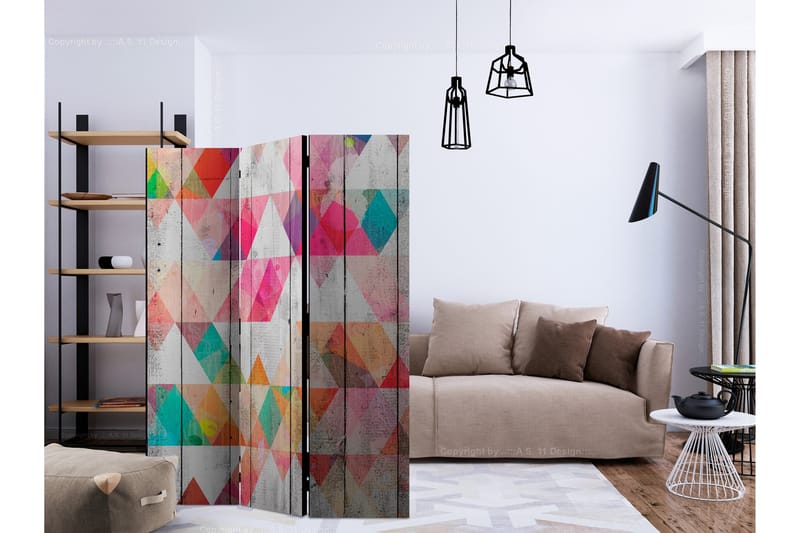 RAINBOW TRIANGLES Rumsavdelare 135x172 cm - Artgeist sp. z o. o. - Inredning & dekor - Dekor & inredningsdetaljer - Rumsavdelare