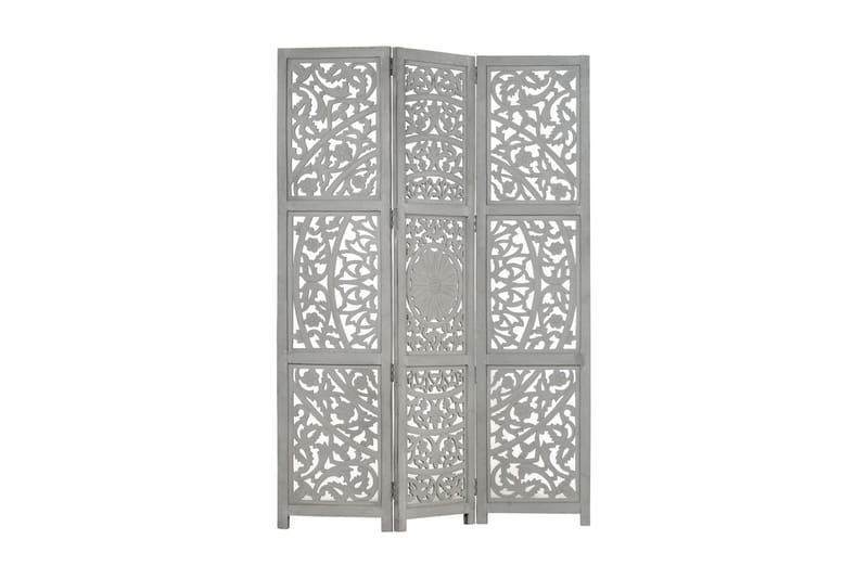 Rumsavdelare 3 paneler handsnidad grå 120x165 cm mangoträ - Grå - Inredning & dekor - Dekor & inredningsdetaljer - Rumsavdelare