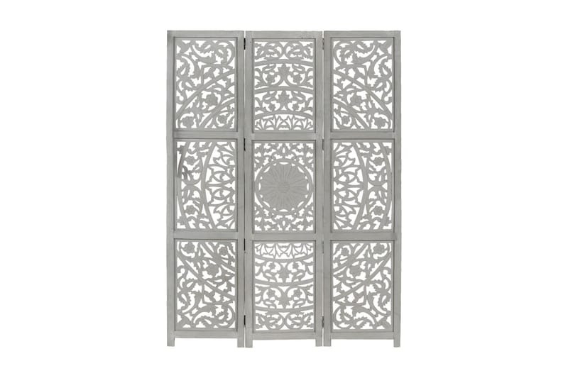 Rumsavdelare 3 paneler handsnidad grå 120x165 cm mangoträ - Grå - Inredning & dekor - Dekor & inredningsdetaljer - Rumsavdelare